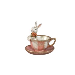 Jardon Multicolor poly statue rabbit in tea mug