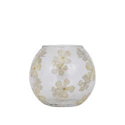 Faron Cream glass stormlight round real flowers