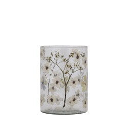 Gresa White glass vase straight real flowers S