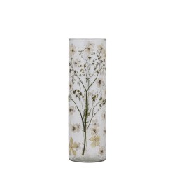 Gresa White glass vase straight real flowers M