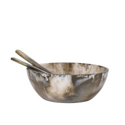 Cayley Green poly round salad bowl with cutlery