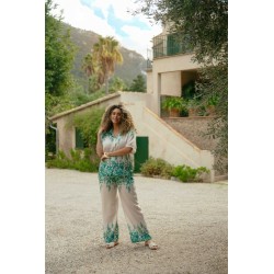 Ivanna blouse Sand/ vintage green - EXXCELLENT